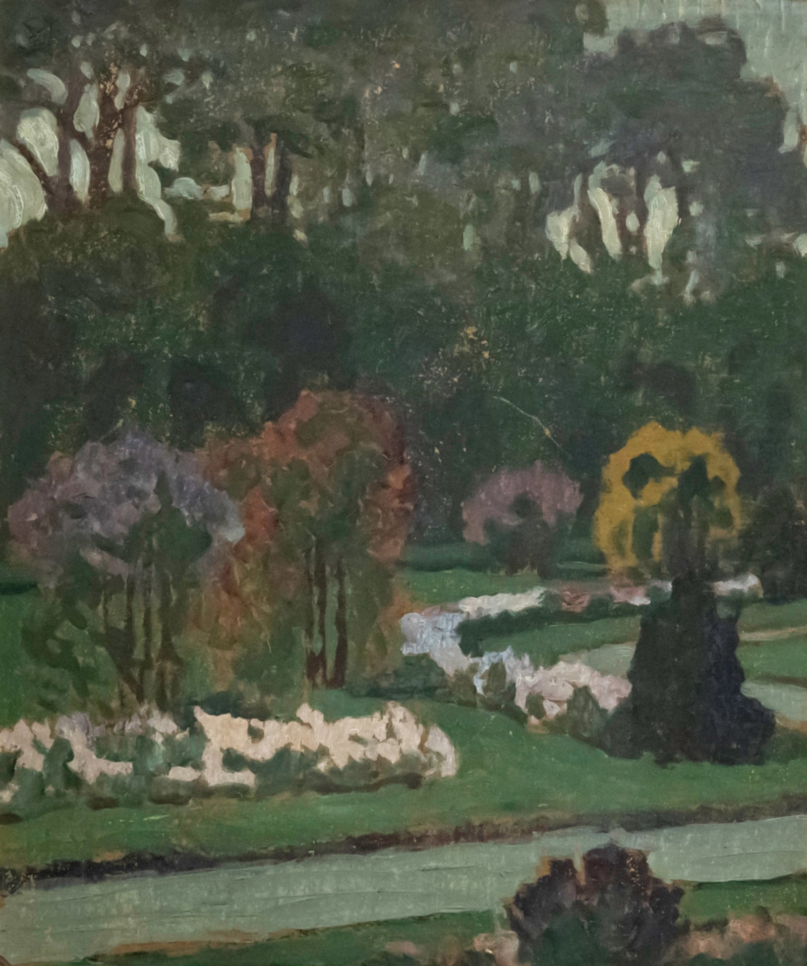 Bela Balla (Hungarian, 1882-1965) - Landscape, Oil on Cardboard.: Bela Balla (Hungarian, 1882-1965) - Park, Oil on Cardboard. 59x49cm.
