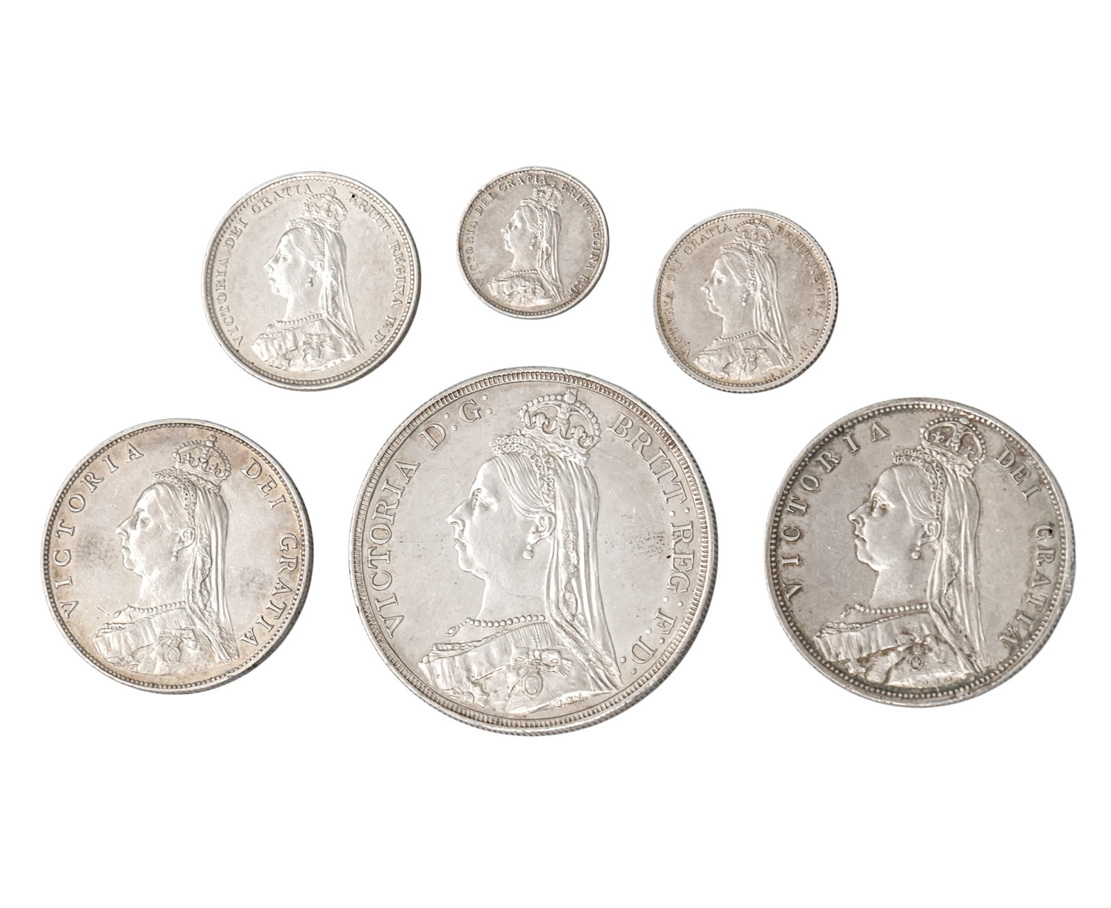 Queen Victoria Golden Jubilee Sterling Silver Coins, 1887. (1 of 2)
