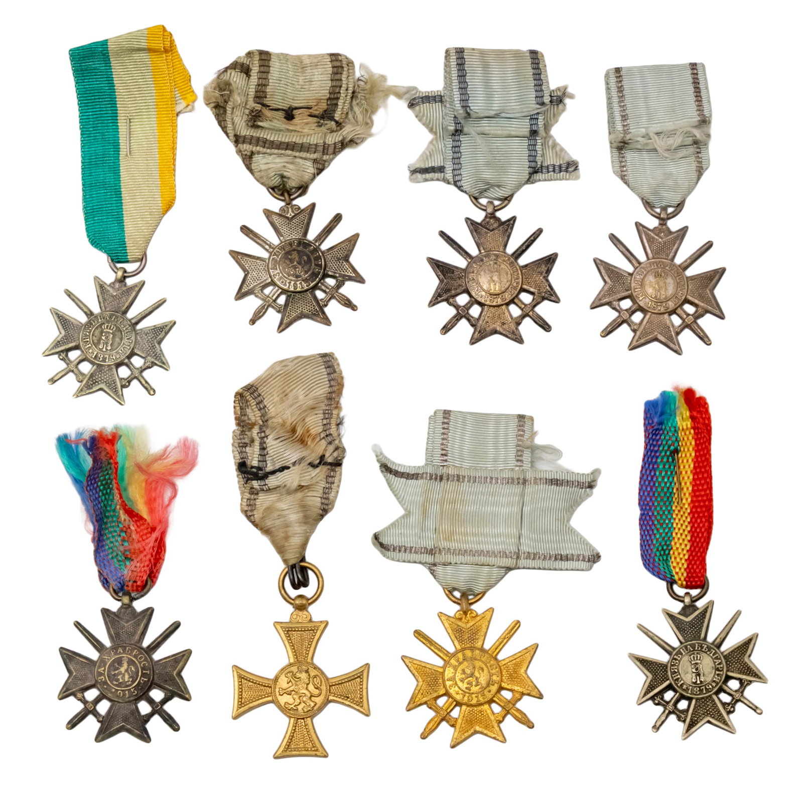 Collection of 8 Bulgaria WWI Royal Order Bravery Cross Medal Merit. (1 of 2)
