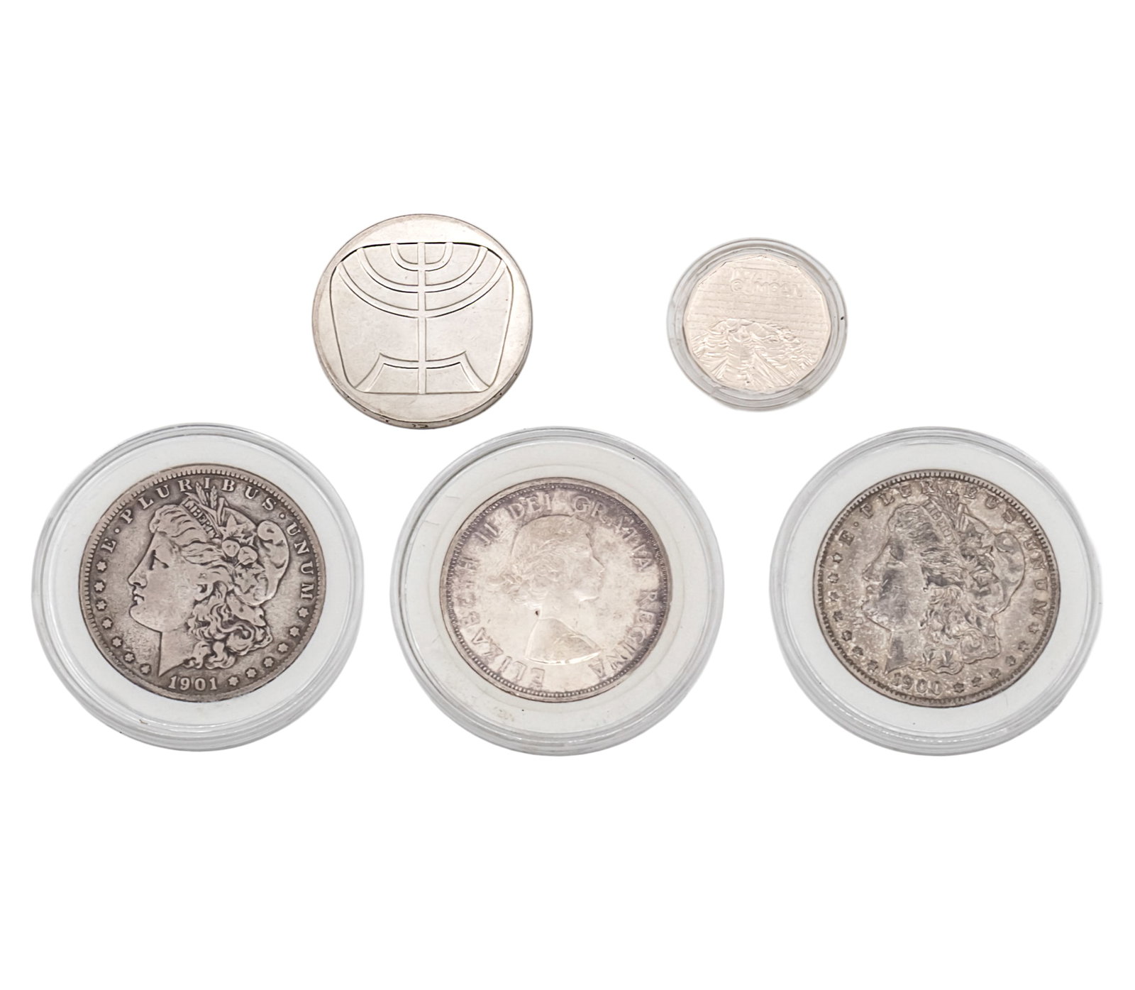 Five Silver Coins, Israel, Canada and USA. (1 of 2)
