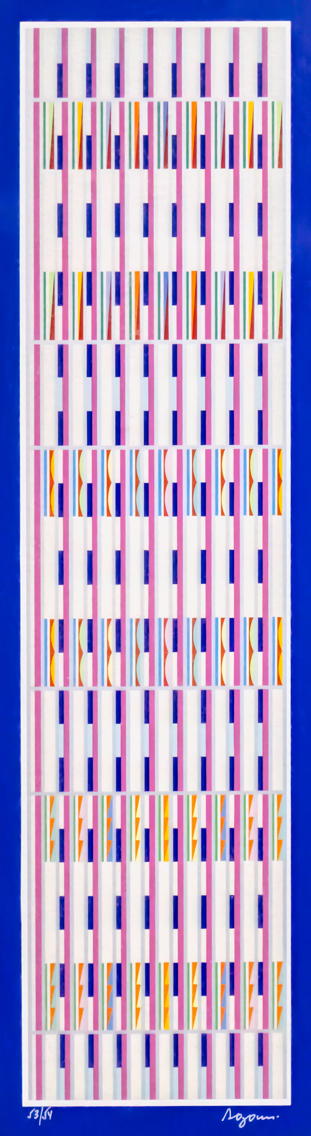 Yaacov Agam (b.1928) - Agamograph - Vertical Orchestration Blue, Serigraph. (1 of 3)