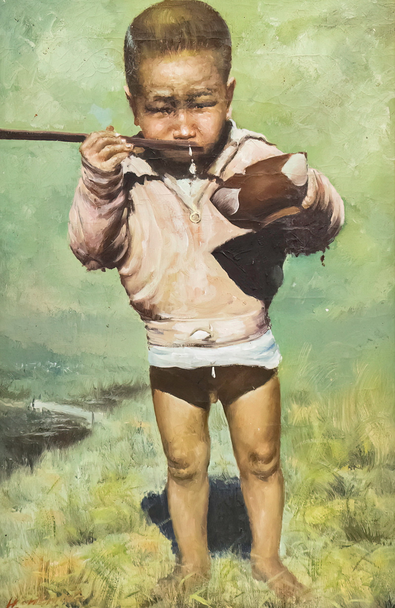 H. Cheang (Chinese, 1910-?) - Boy Eating, Oil on Canvas. (1 of 4)