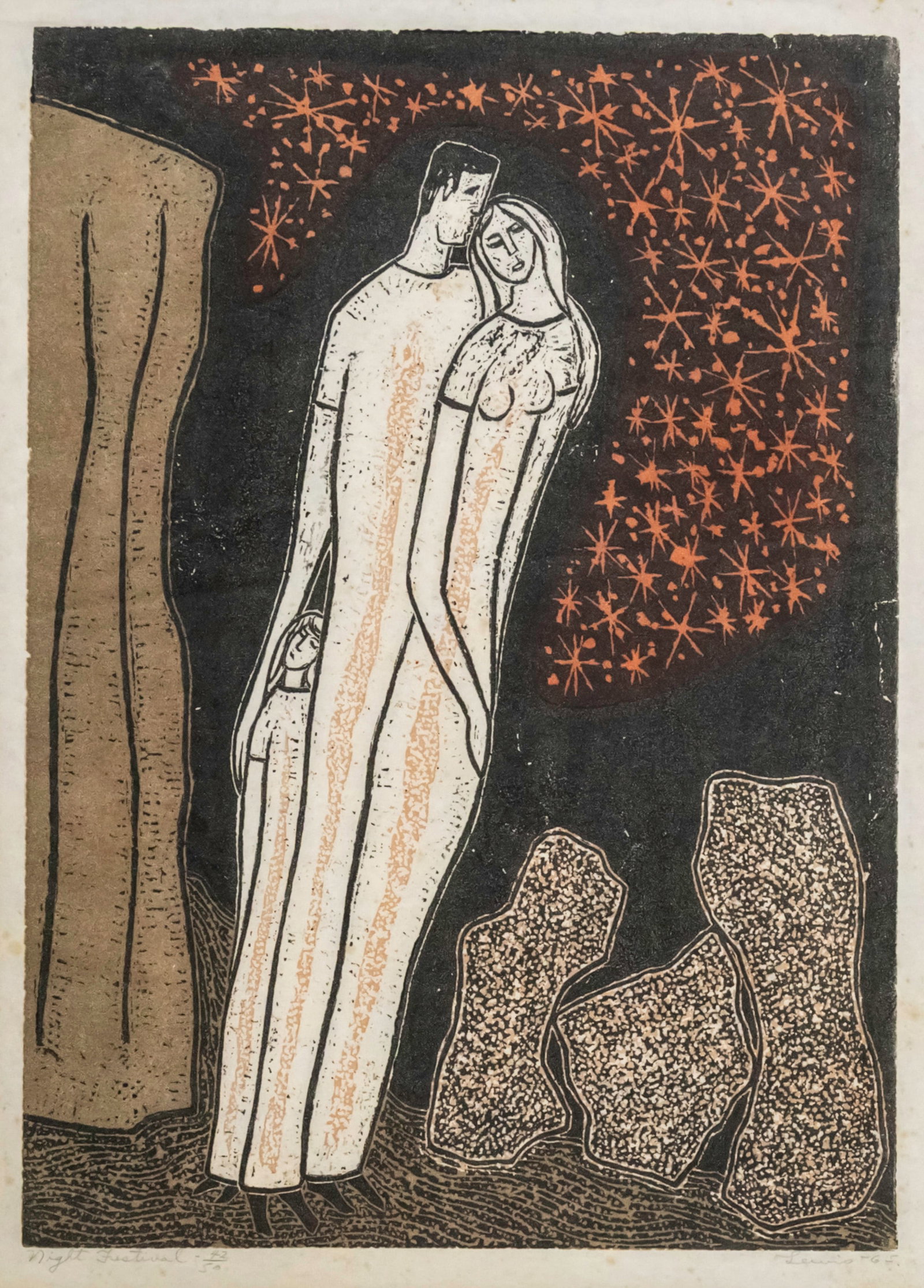 Stanley Lewis (Canadian, 1930-2006) - Night Festival, Woodcut. (1 of 3)