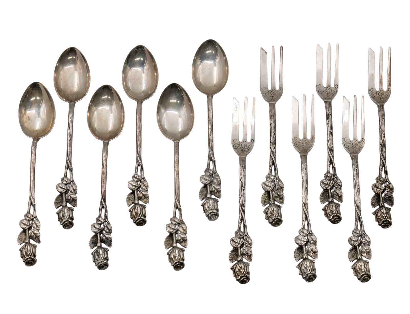 Silver Set of Dessert Forks and Spoons. (1 of 2)