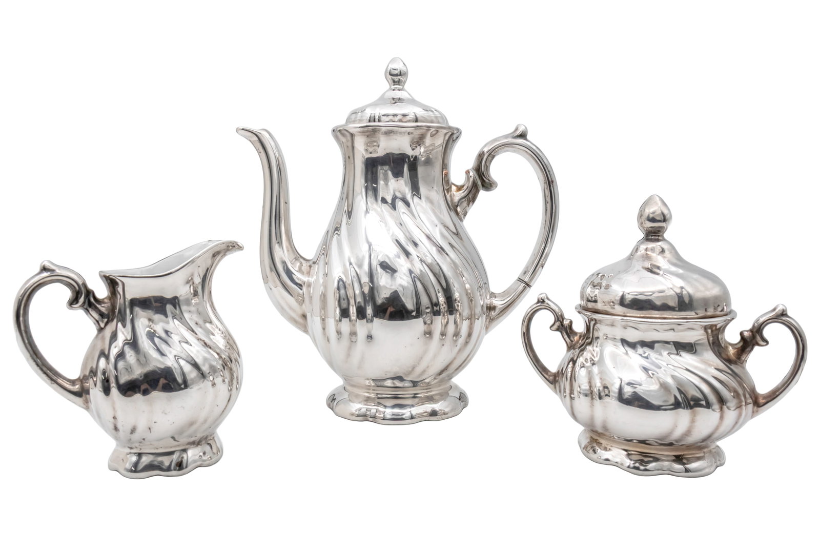 WMF Silver Coated Porcelain 3pcs Tea Set, Germany, 20th Century. (1 of 1)
