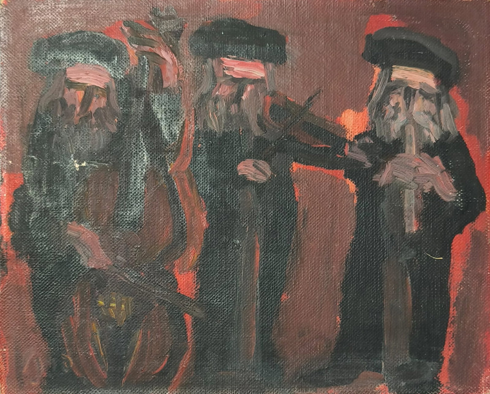 Yitzhak Frenkel Frenel (1899-1981) - Klezmers, Oil on Canvas. (1 of 1)