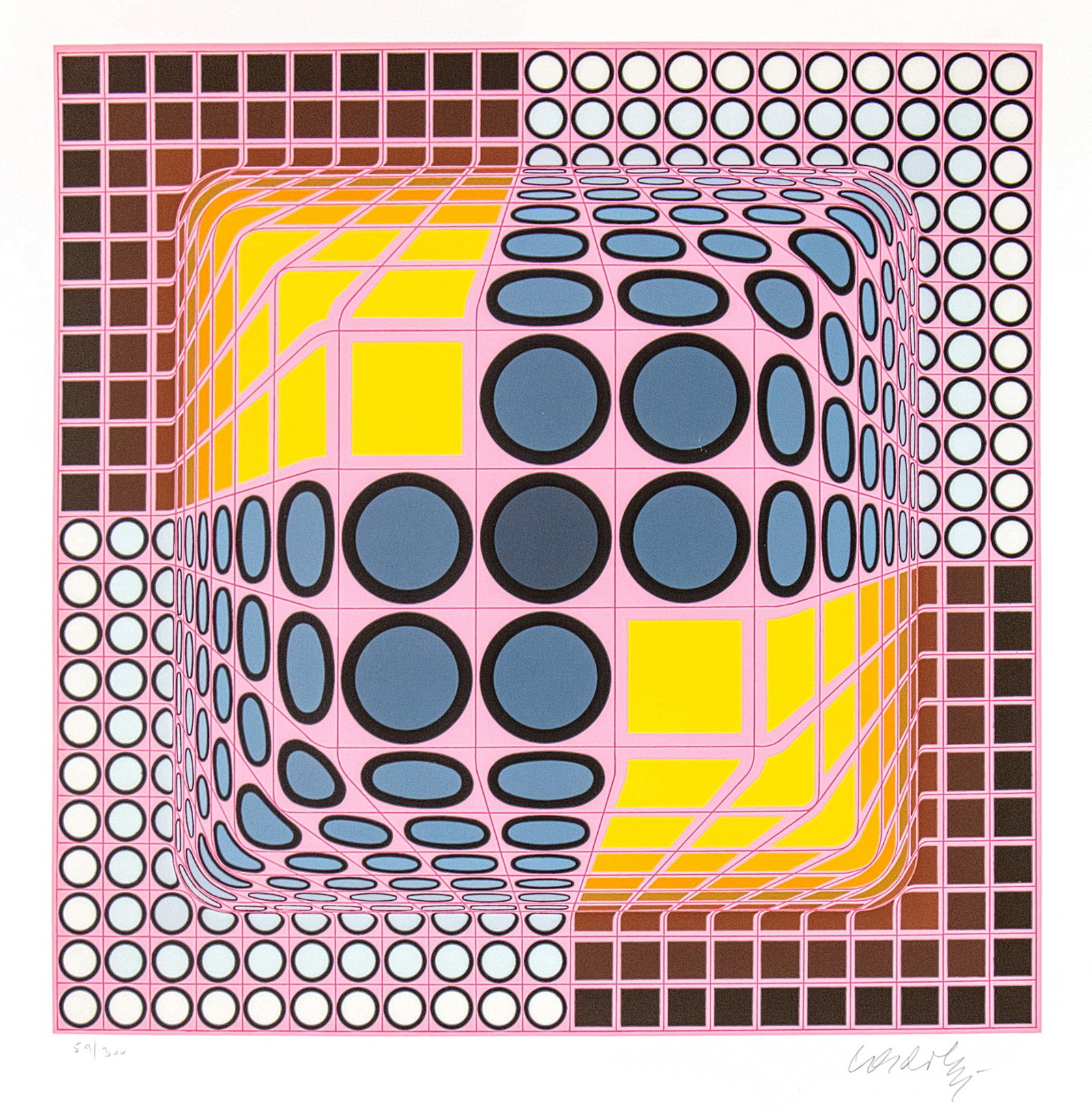 Victor Vasarely (French / Hungarian, 1906-1997) - Pink Composition, Silkscreen. (1 of 1)
