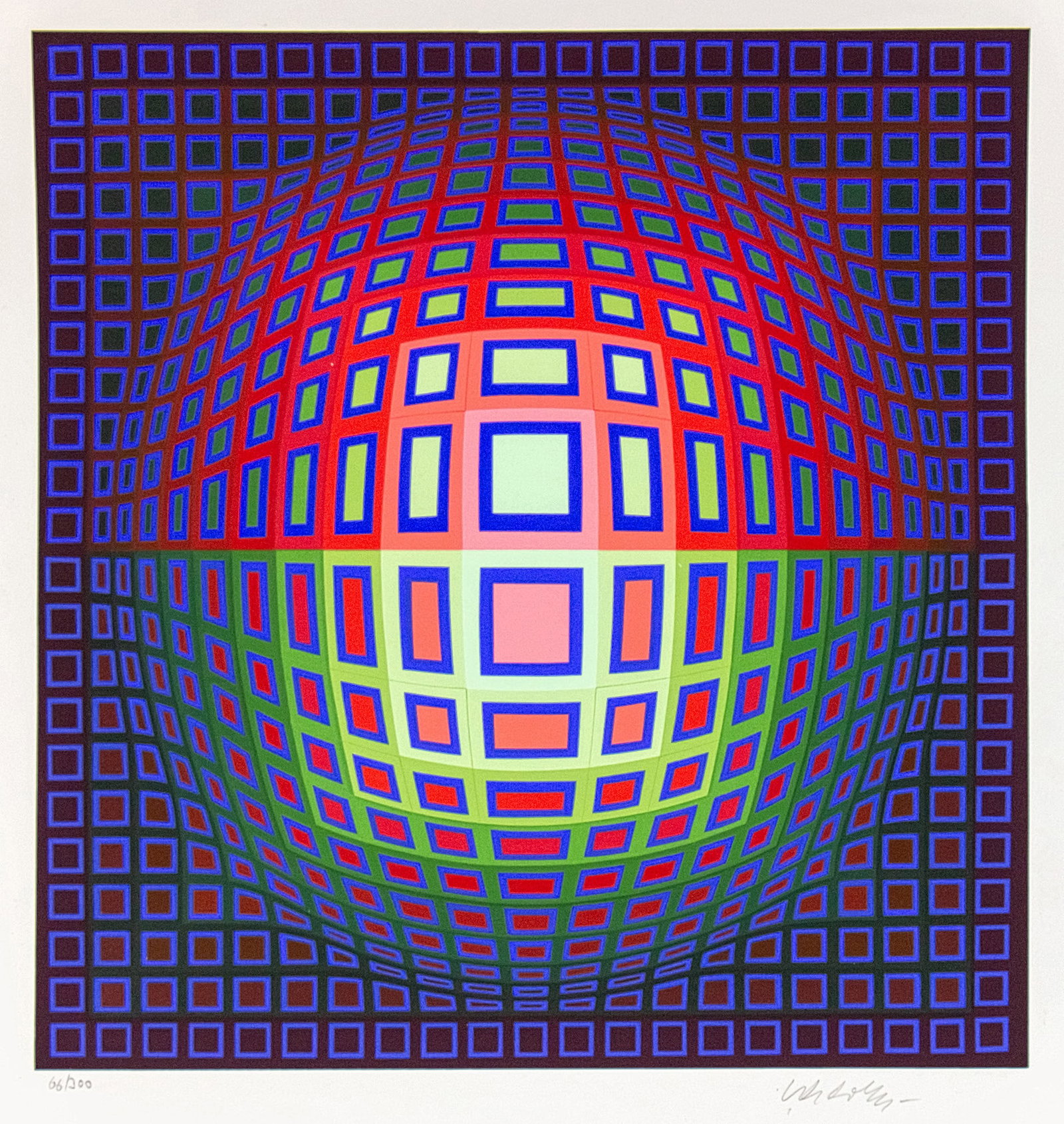 Victor Vasarely (Hungarian / French, 1906-1997) - Silkscreen.: Victor Vasarely (Hungarian / French, 1906-1997) - Silkscreen. Signed (pencil) and numbered. Watermark: BFK Rives - France. Plate: 48x46cm. Sheet: 76x56cm.