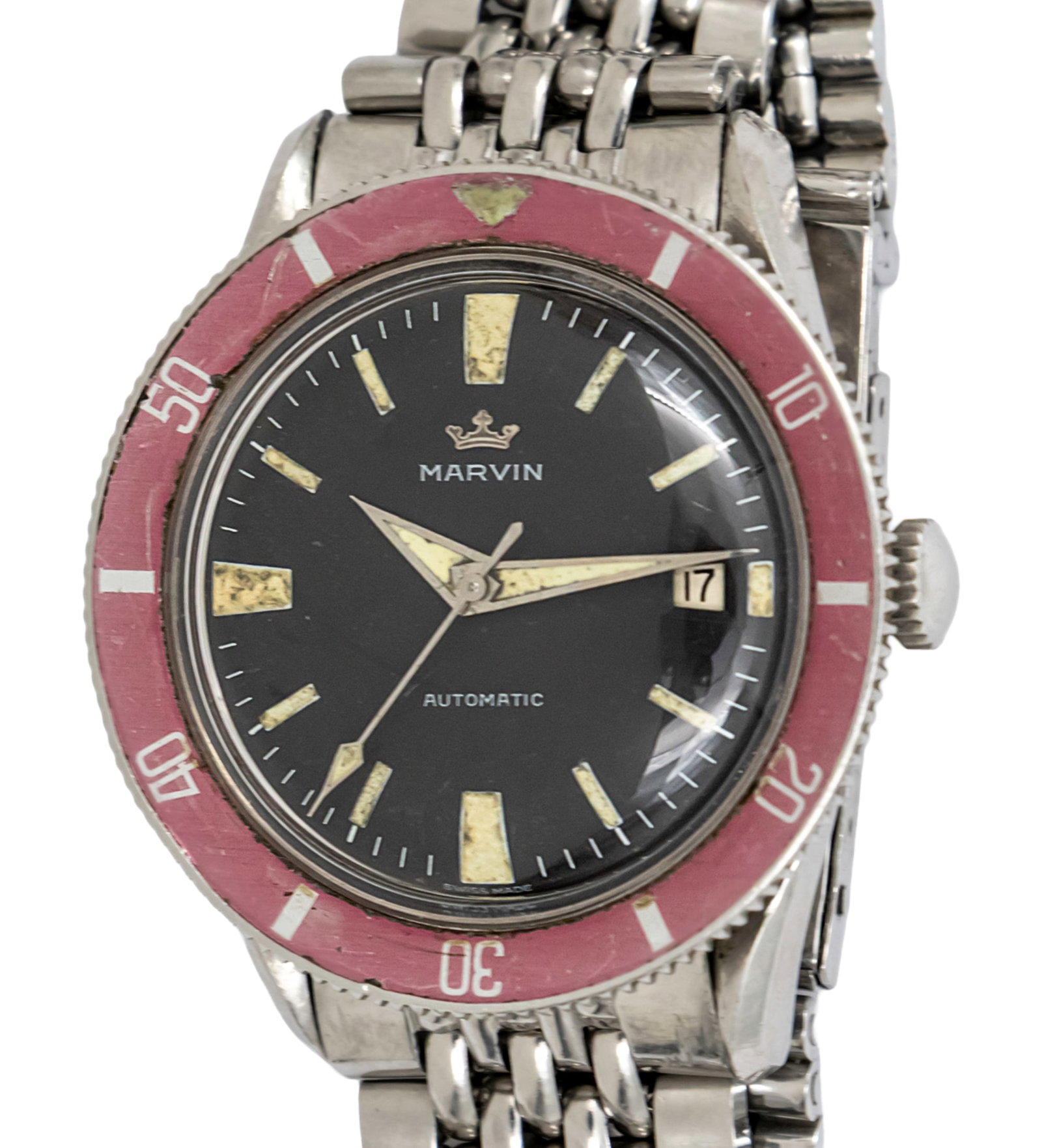 Marvin Ocean Chief Diver Wristwatch.: Marvin Ocean Chief Diver Wrist Watch. Automatic movement, working condition. Date. Stainless steel bracelet with deployment clasp. 39mm. Cal: 580C
