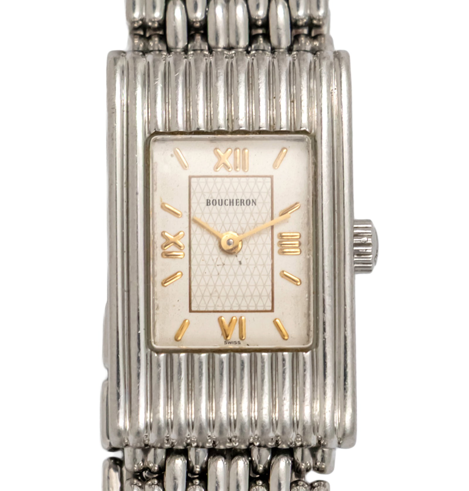 Boucheron Reflet Ladies Wristwatch.: Boucheron Reflet Ladies Wrist Watch. Quartz movement, working condition. Original stainless steel bracelet. 29.5x18mm.