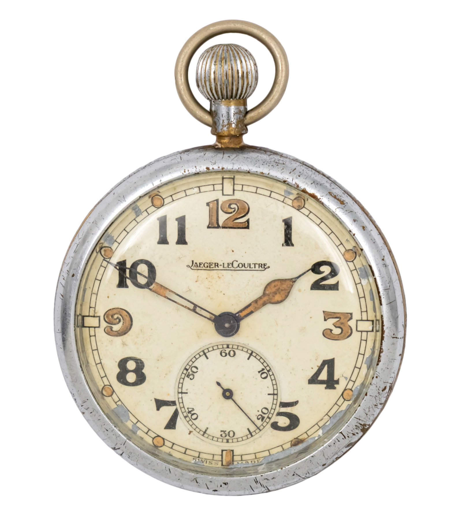Jaeger LeCoultre Military Pocket Watch, WWII, 1940s.: Jaeger LeCoultre Military Pocket Watch, WWII, 1940s. Mechanical movement, working condition. 52mm.