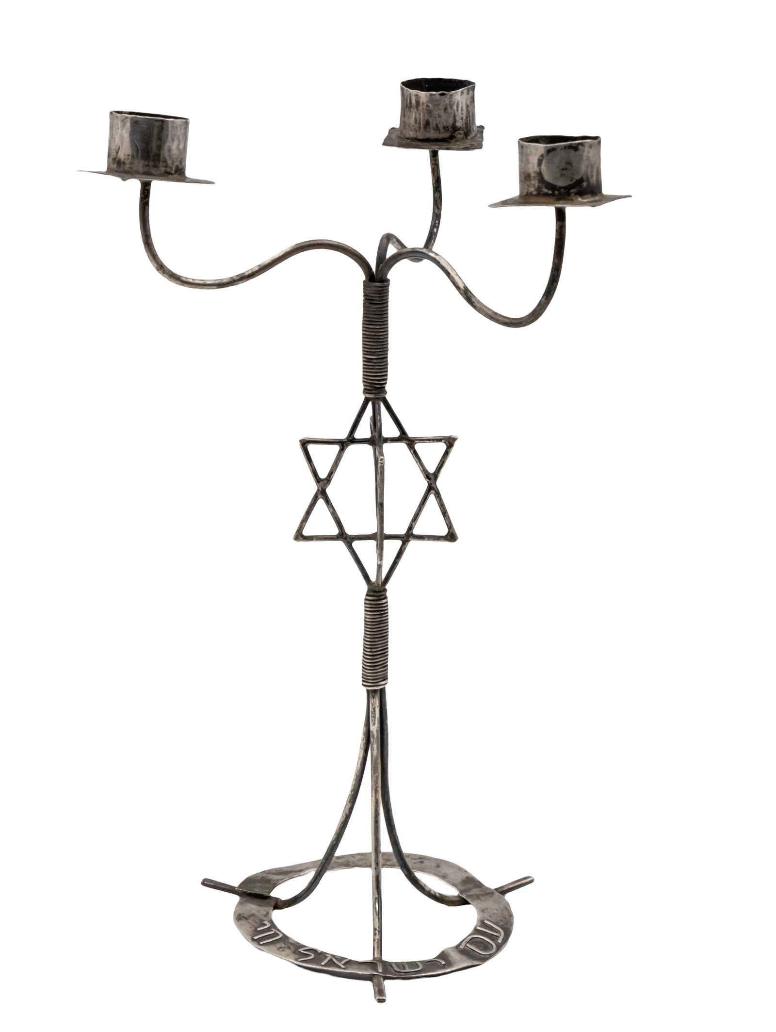 Sterling Silver Sabbath Candleholder Three Light Candelabra. Judaica. (1 of 4)