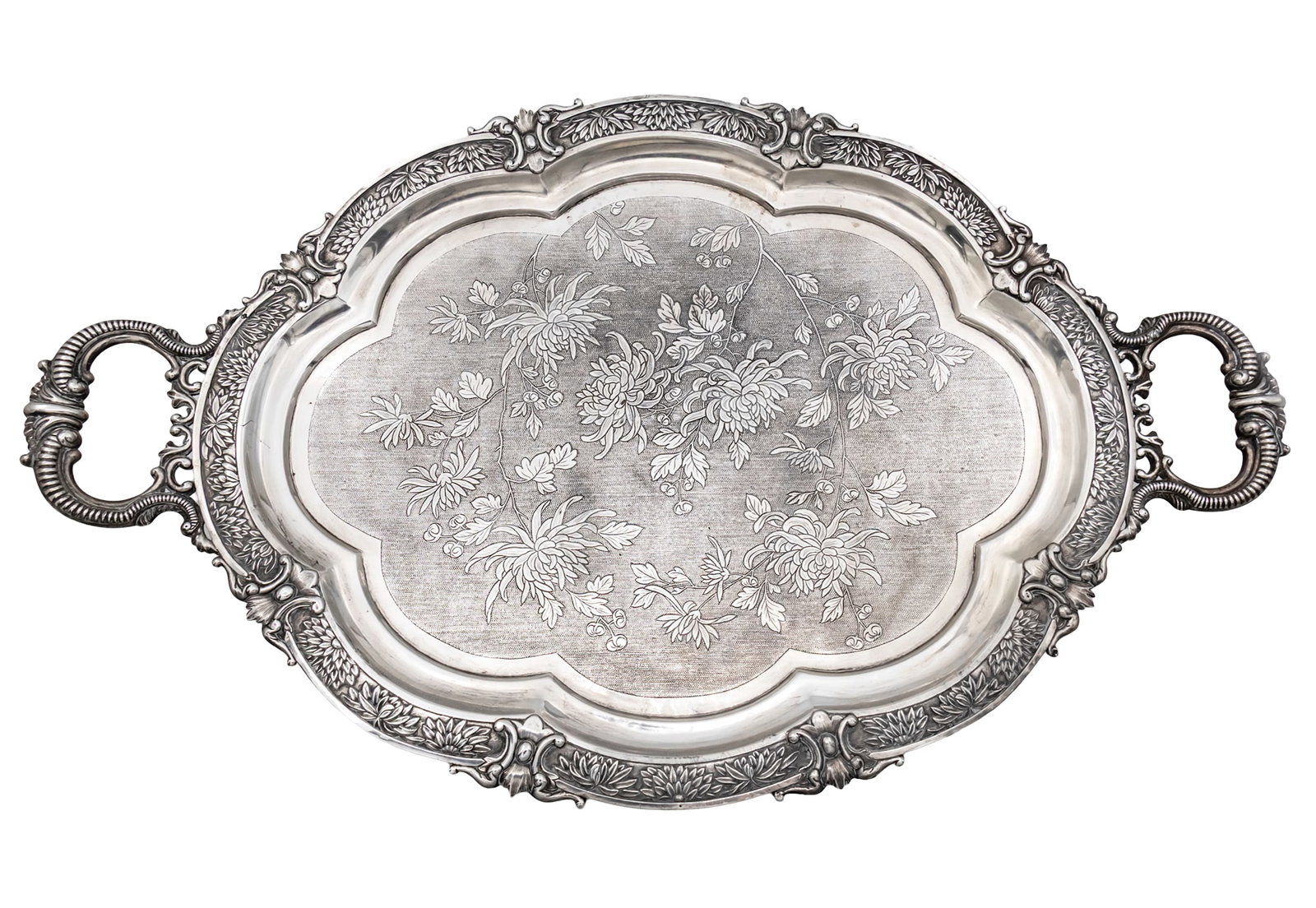 Chinese Export Silver Tray, Luen Wo, Shanghai, Late 19th - Early 20th Century. (1 of 1)