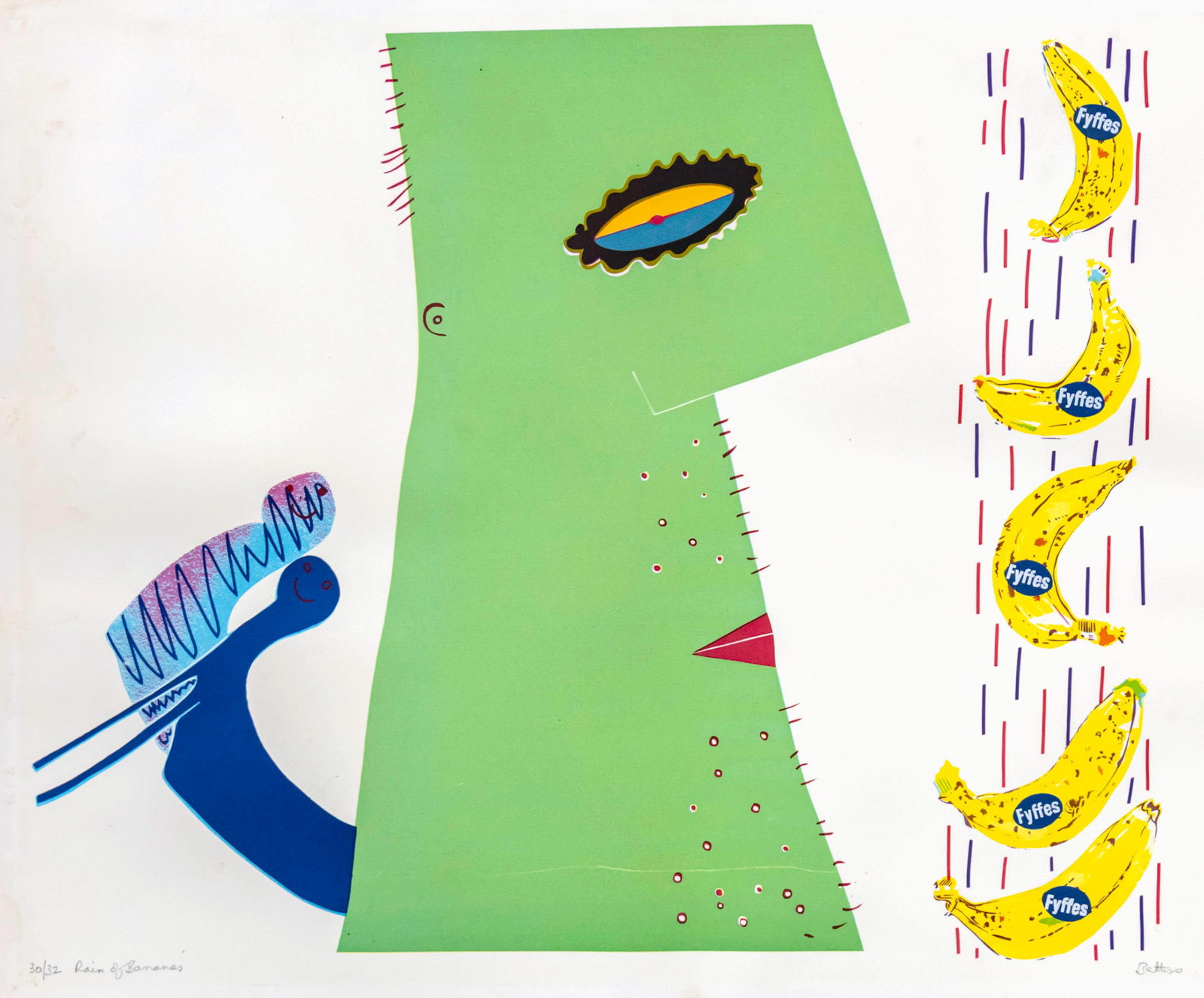 Walter Battiss (South African, 1906-1982) - Rain of Bananas, Screenprint. (1 of 3)