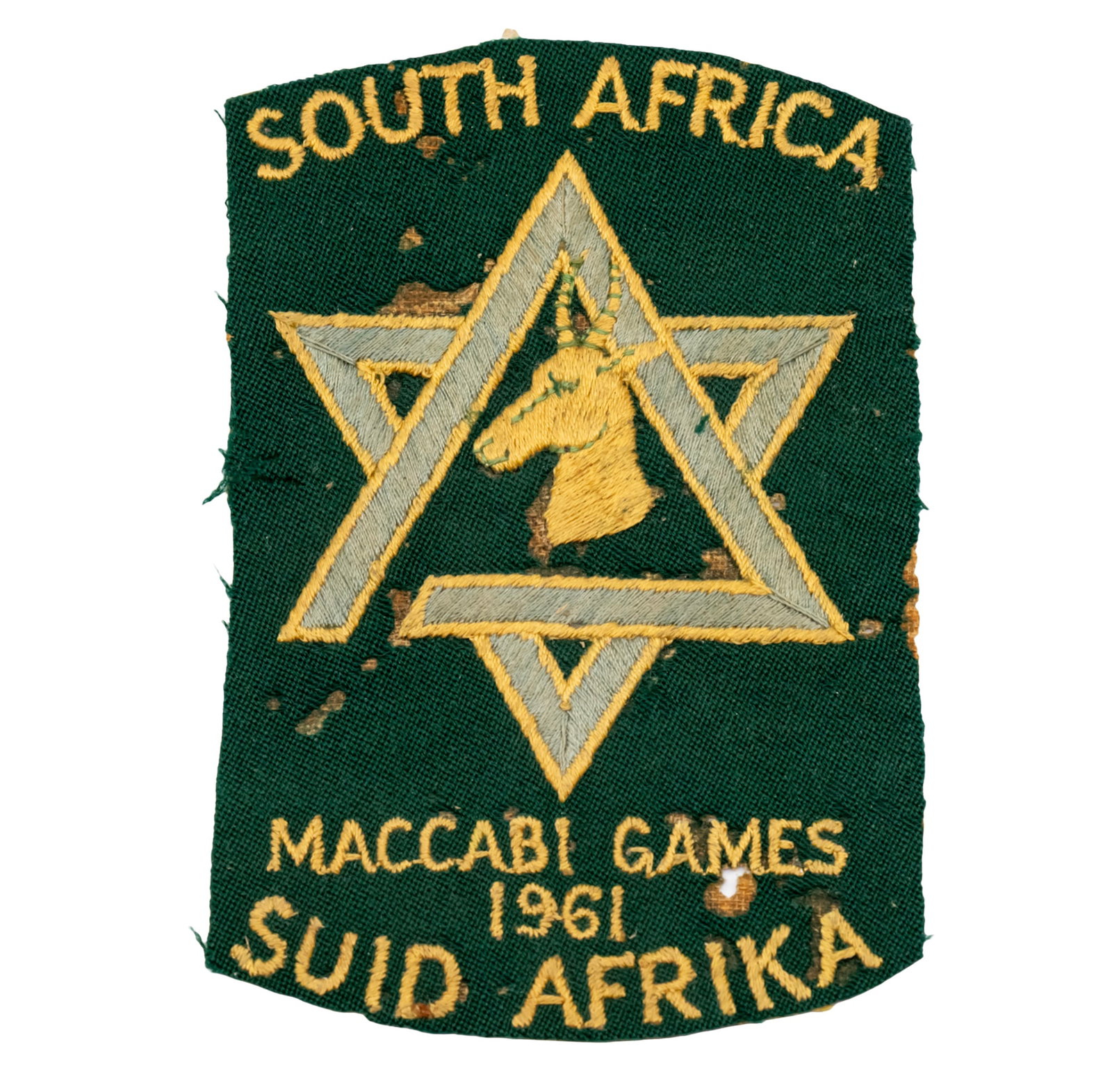 Cloth Badge of the South African Delegation to the 6th Maccabiah Games, 1961. (1 of 2)