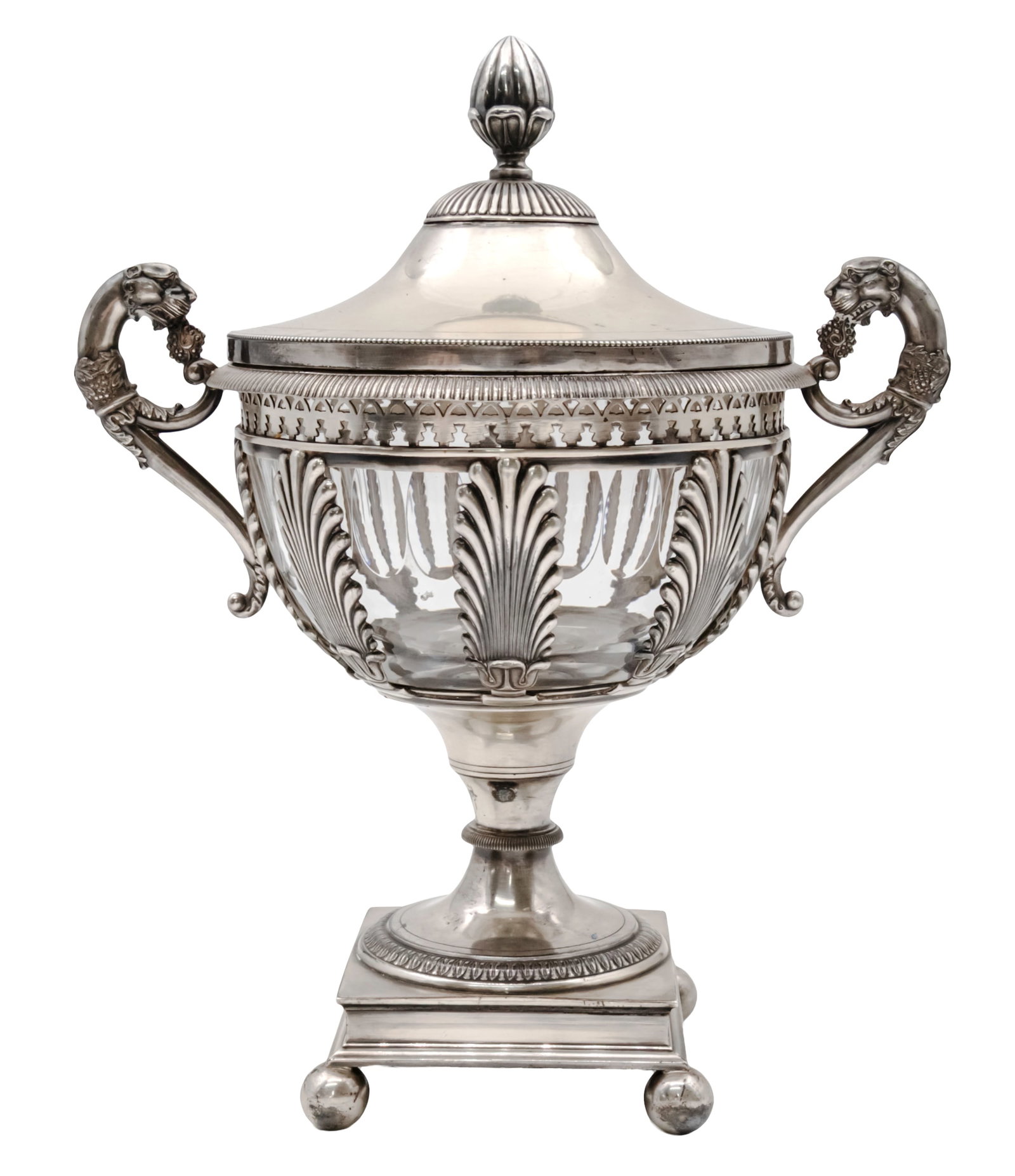 Sterling Silver and Glass Covered Bowl, France, 1819-1838. (1 of 1)