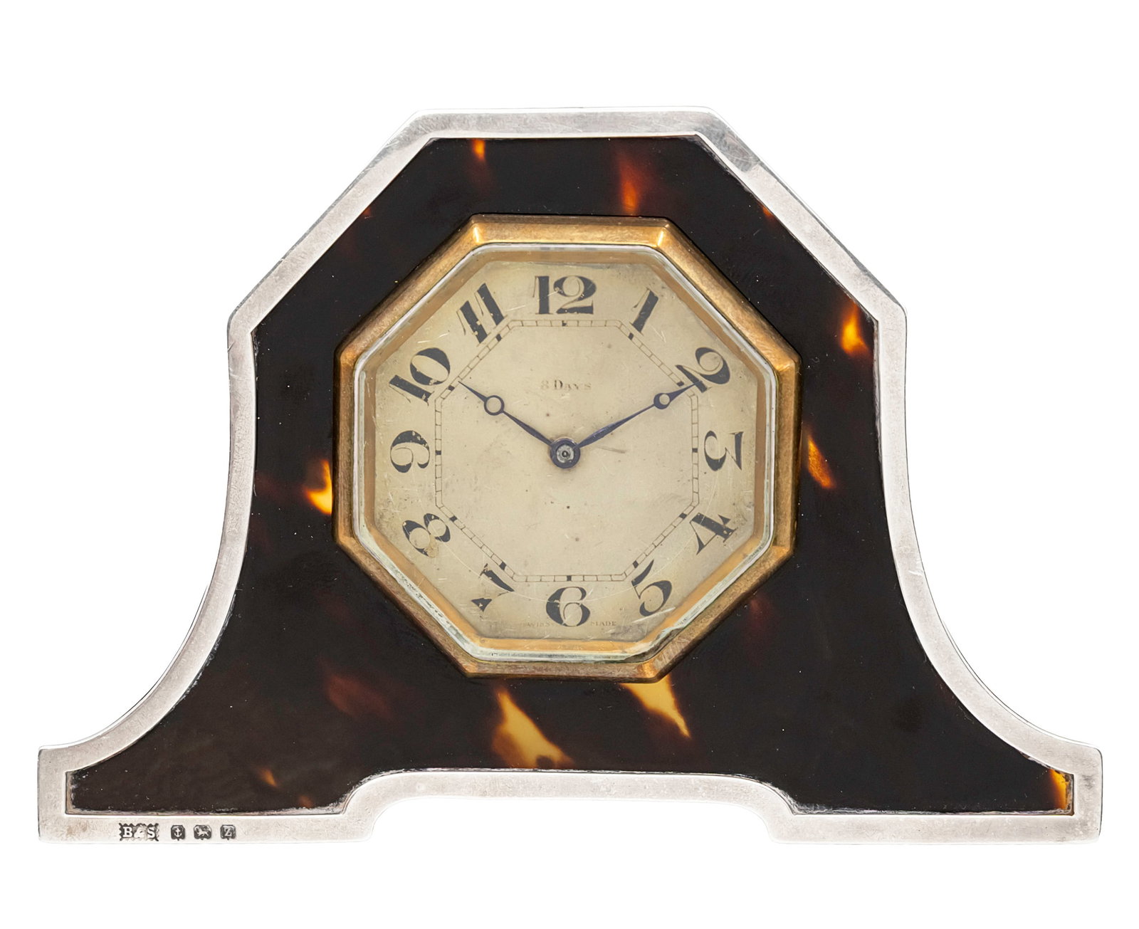 Art Deco Sterling Silver Table Clock, Brook & Son, Birmingham, England, 1924. (1 of 1)