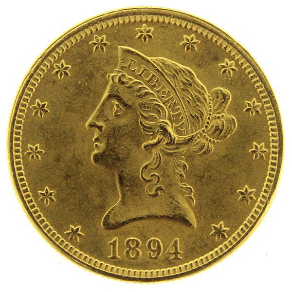 US $10 Ten Dollar Gold Coin, 1894. (1 of 2)