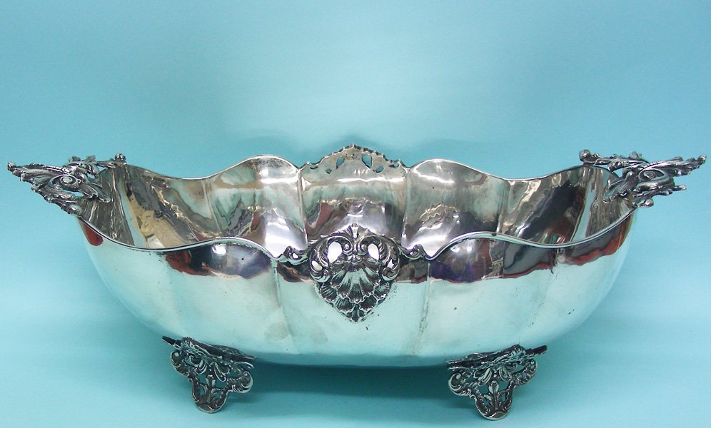 Silver Fruit Bowl Centerpiece, Alessandria, Italy, 1950 (1 of 7)