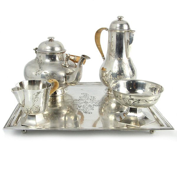 Silver 5pcs Tea & Coffee Set, Circa 1920. (1 of 7)