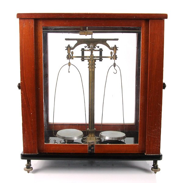 Wolters Balances Ltd Scales in Glazed Mahogany Cabinet (1 of 4)