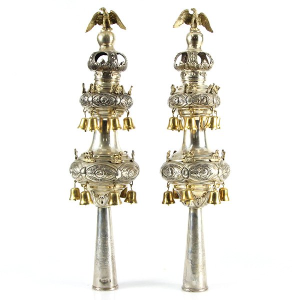 Sterling Silver Torah Finials Rimonim London 1909 (1 of 6)