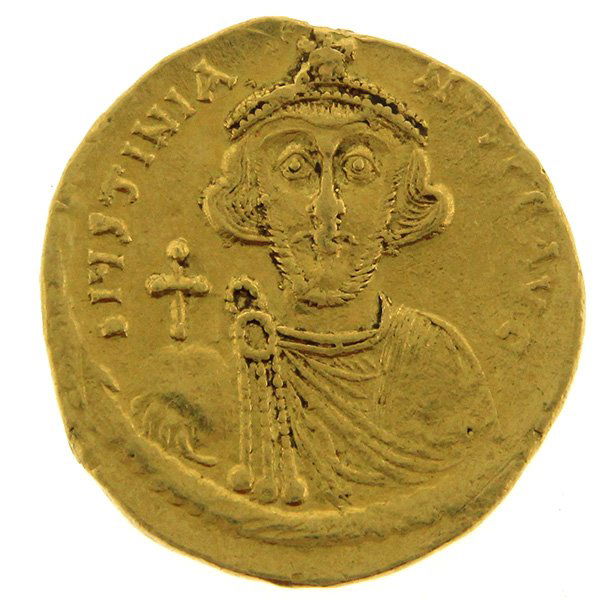 Byzantine Gold Solidus Coin, Justinian II, 685-695 AD (1 of 2)