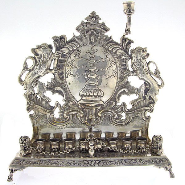 Silver Hanukkah Lamp Menorah, Germany, Circa 1880. (1 of 6)