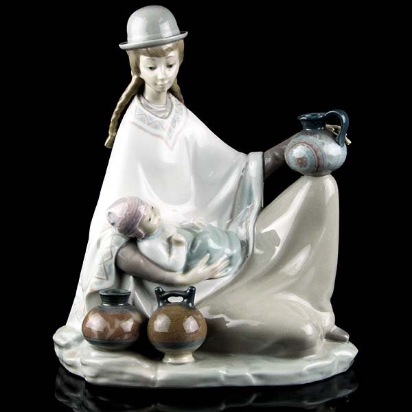 Lladro Native Girl with Baby Porcelain Figure. (1 of 6)