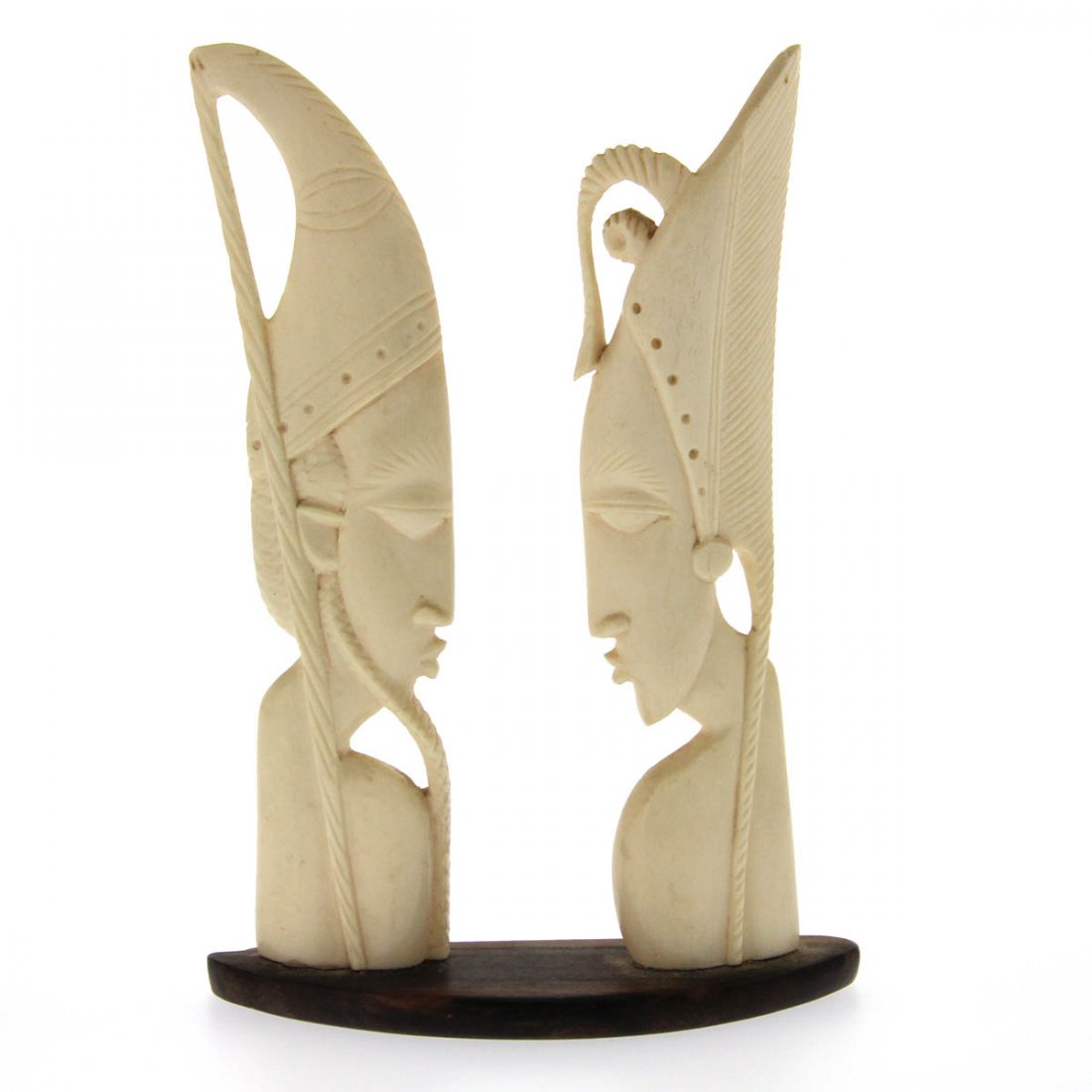 African Carved Ivory Figures of Woman and Man. (1 of 5)