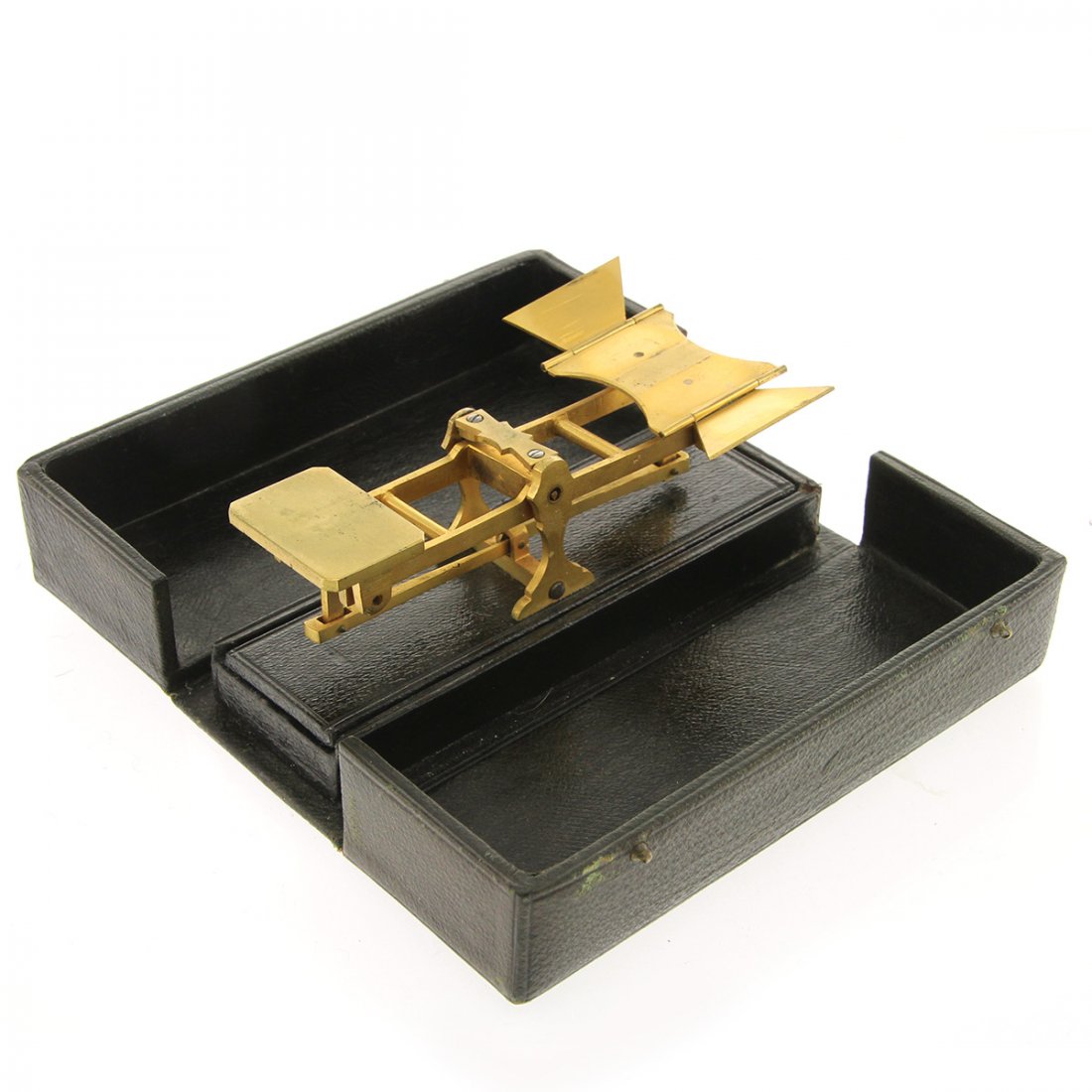 Matte Gilt Brass Traveling Postal Scale 19th Century. (1 of 6)