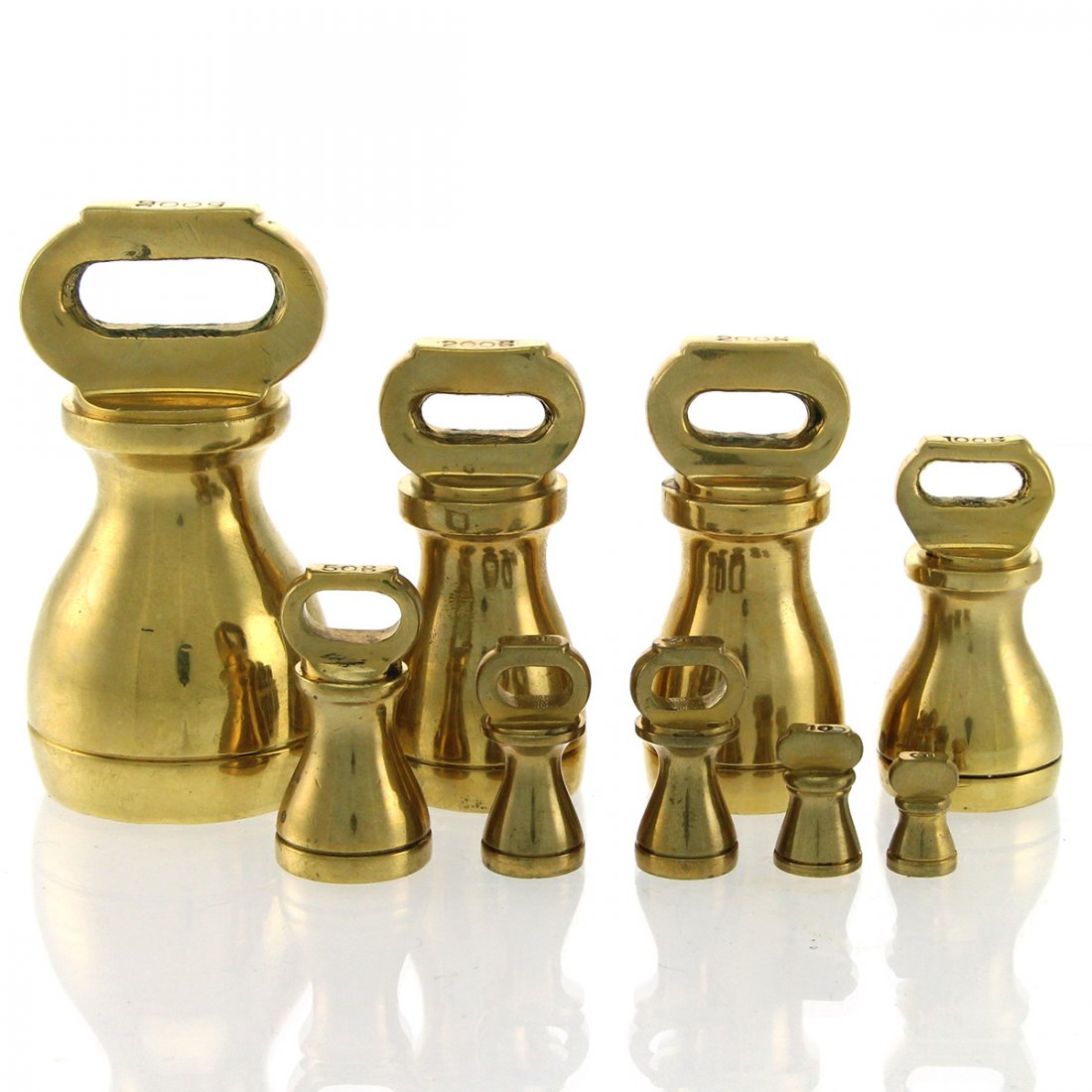 Set of 9 Brass English Bell Weights. (1 of 2)