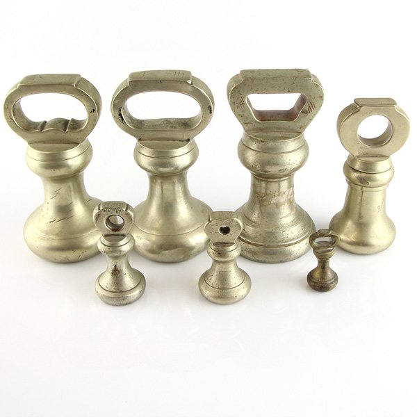 7 Antique English Brass Bell Weight. (1 of 4)