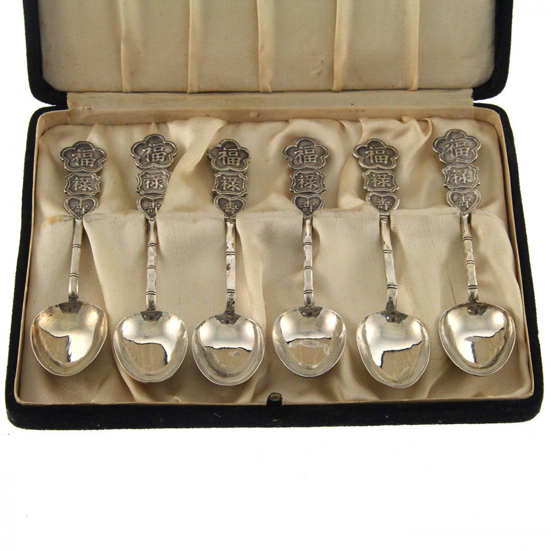 Chinese Export 6 Silver Tea Coffee Spoons, Circa 1900. (1 of 6)