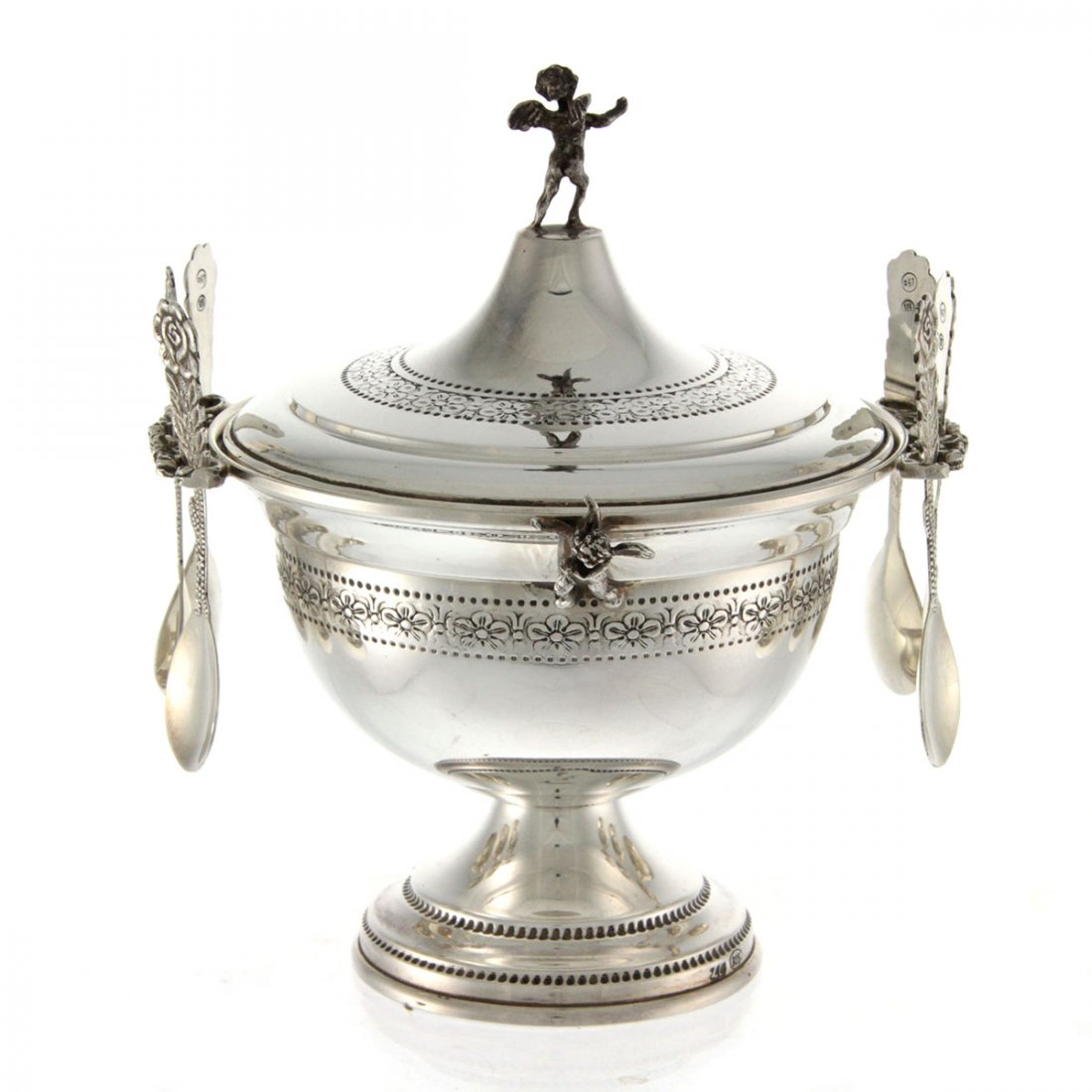 Sterling Silver Caviar Bowl With 6 Spoons. (1 of 5)