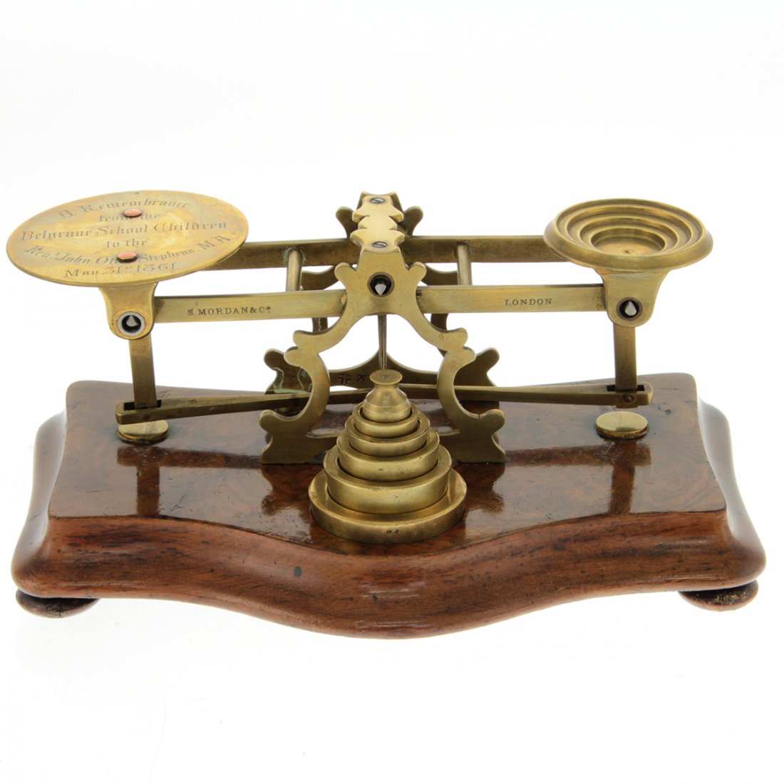 Sampson Mordan Brass Letter Postal Scale London Ca 1860 (1 of 7)