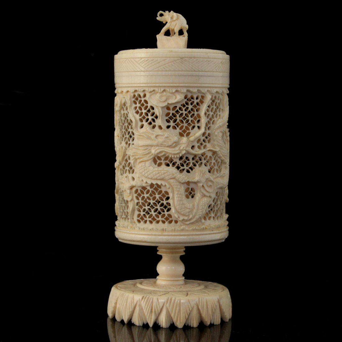 Chinese Antique Carved Ivory Cricket Cage. (1 of 5)
