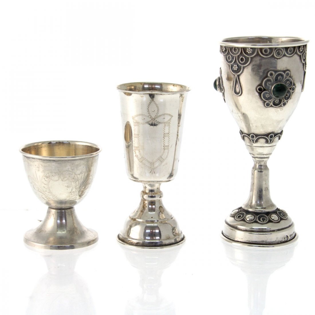 Lot of 3 Silver Cups, Israel, 1950s. (1 of 7)