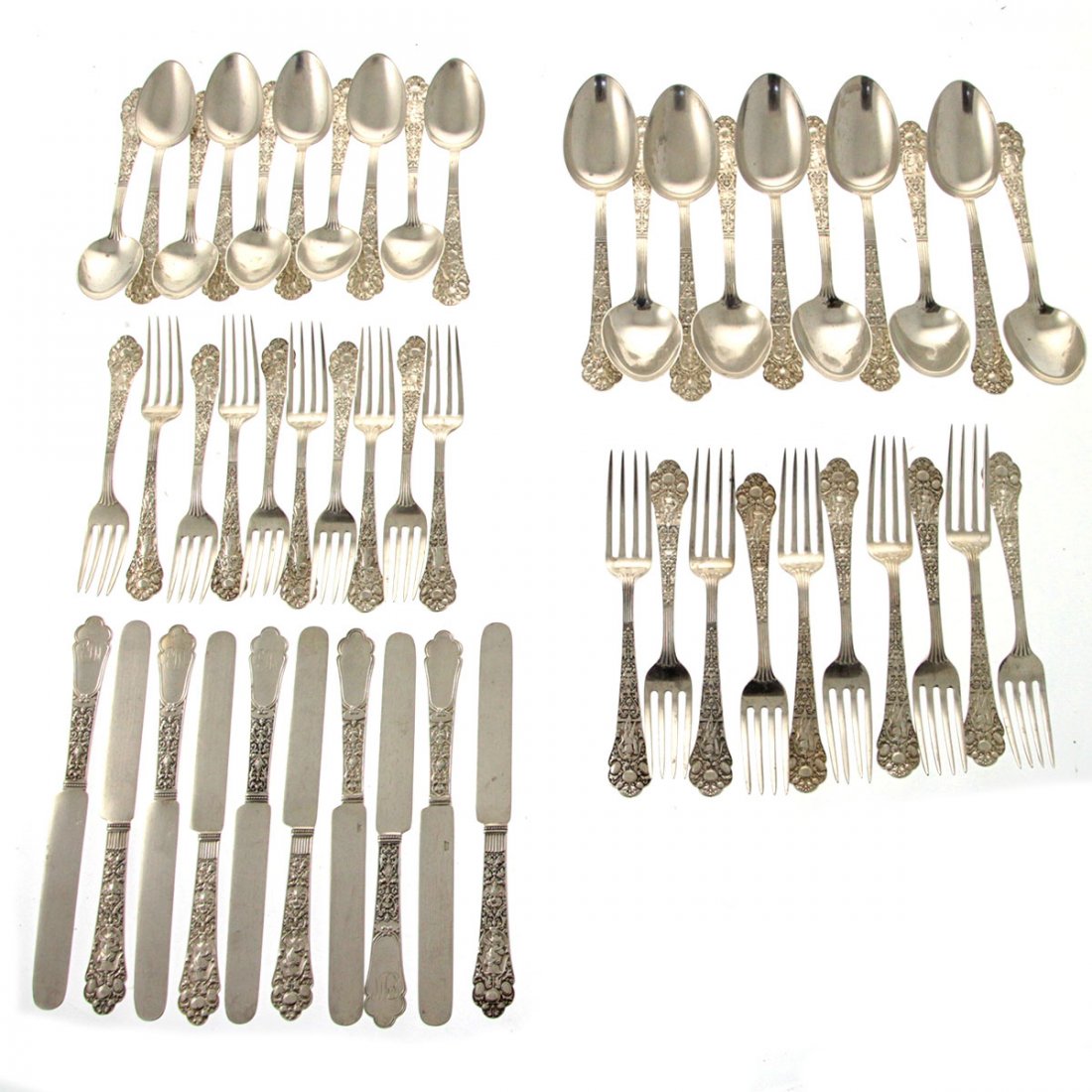 Gorham Sterling Silver Medici Pattern 50pc Flatware Set (1 of 6)