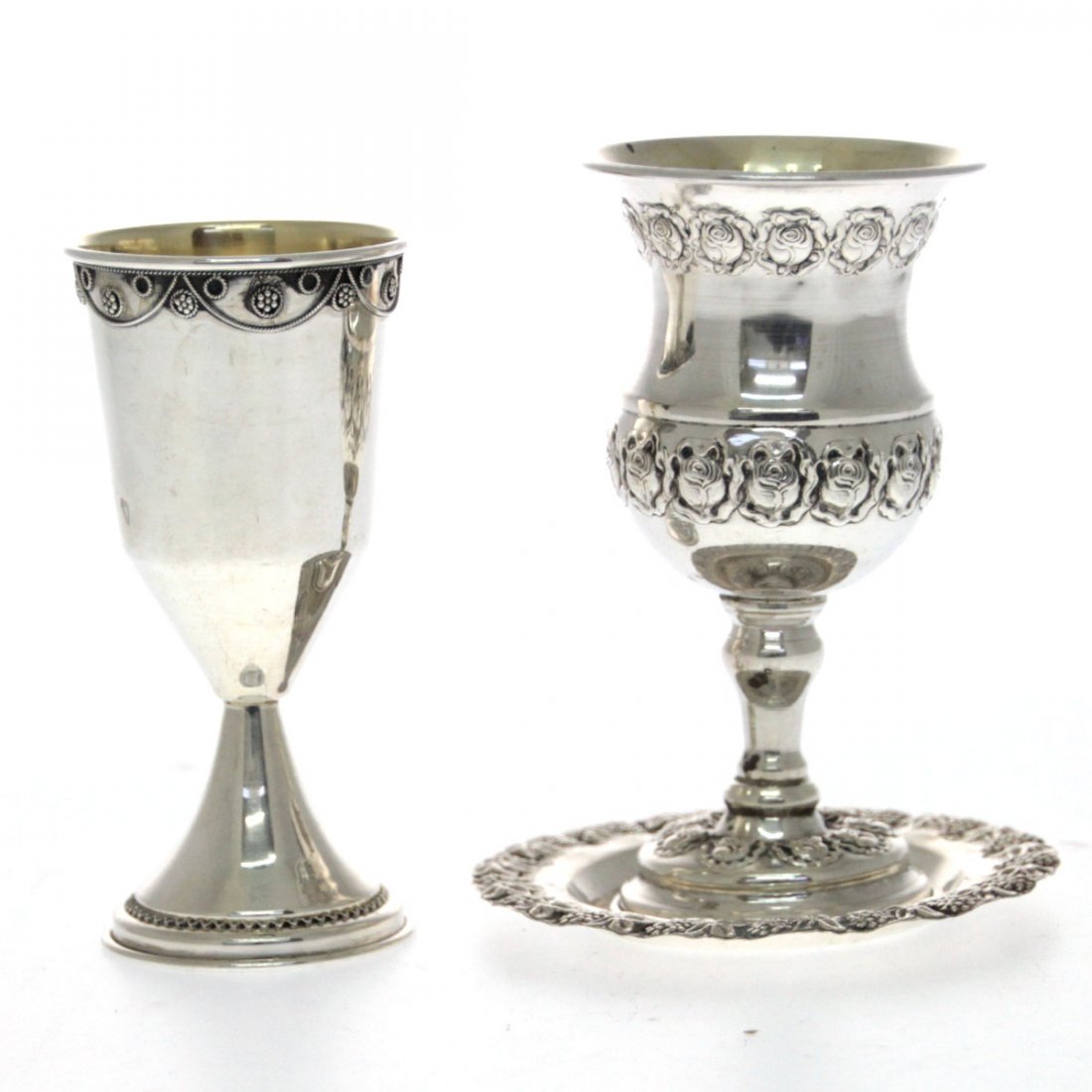 Two Sterling Silver Kiddush Cups Goblets. (1 of 6)