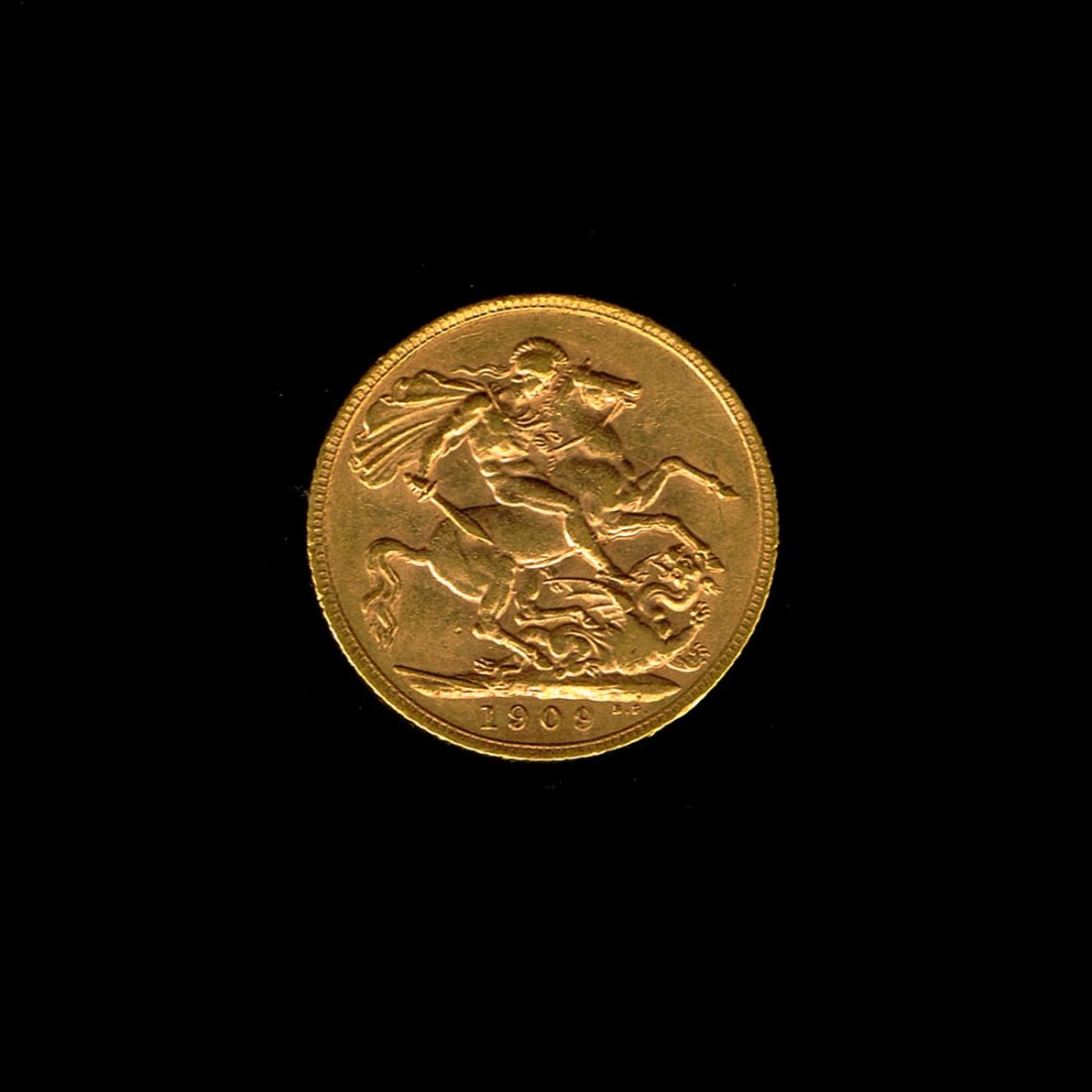 Edwardian Gold Sovereign Coin, 1909.: Edwardian Gold Sovereign Coin, 1909. 916 gold. 22.05mm. 7.98gr / 0.257oz.