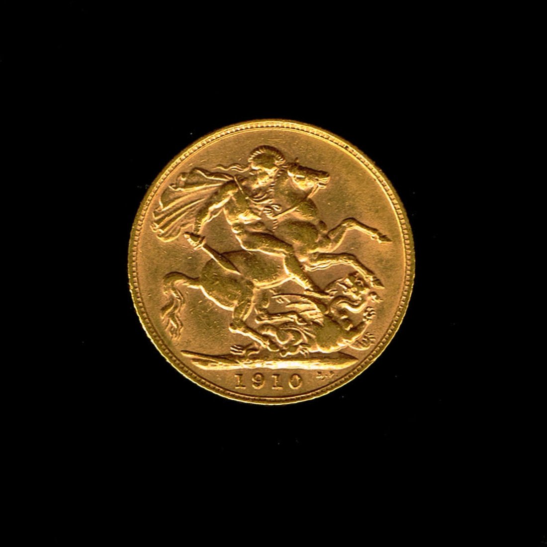 Edwardian Gold Sovereign Coin, 1910.: Edwardian Gold Sovereign Coin, 1910. 916 gold. 22.05mm. 7.98gr / 0.257oz.