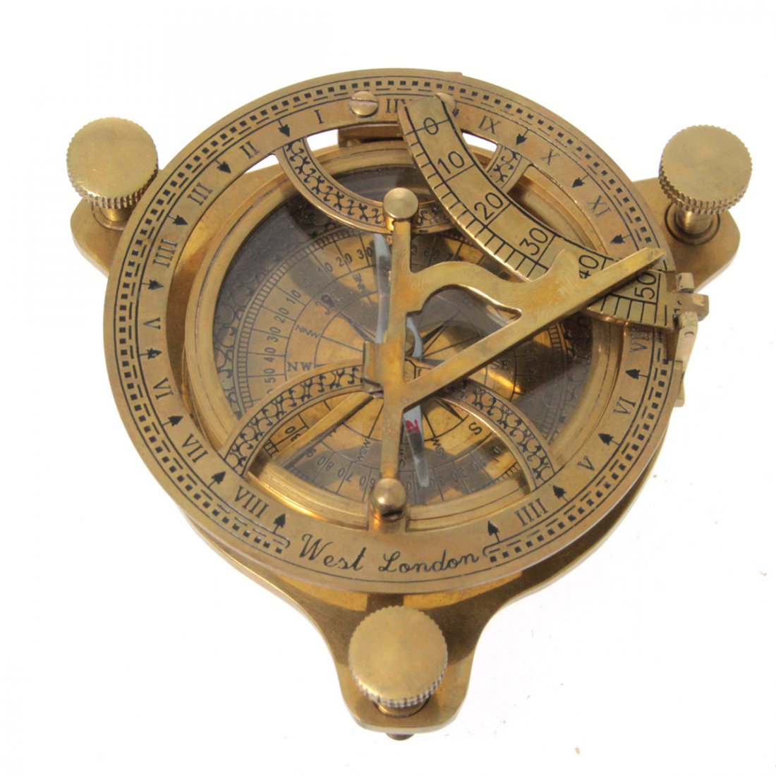 West London Brass Compass with Sundial. (1 of 6)