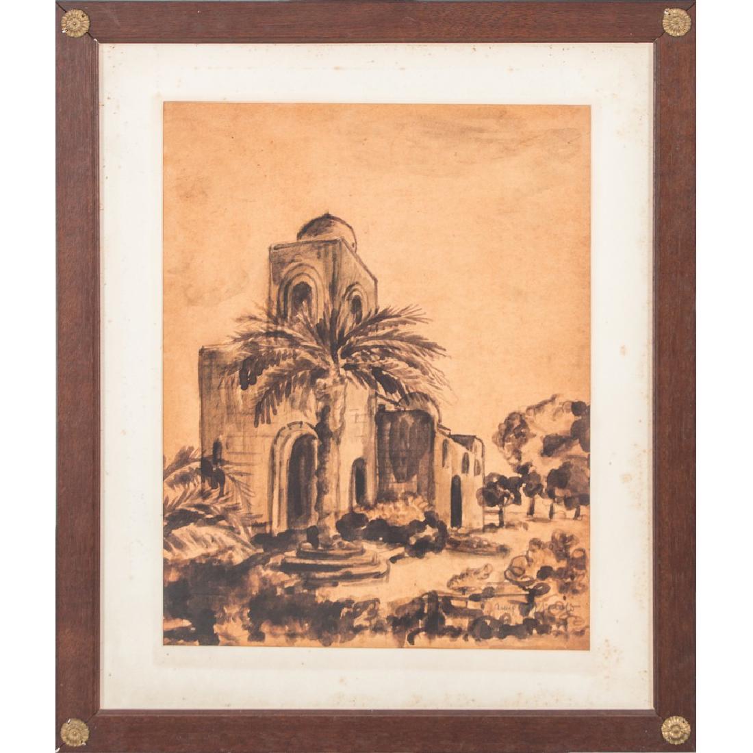 PITTORE DEL XX SECOLO TECNICA mista su carta "San: PITTORE DEL XX SECOLO TECNICA mista su carta "San Giovanni dei Lebbrosi", firmato in basso a destra. Misure: cm 43,5 x 33,5