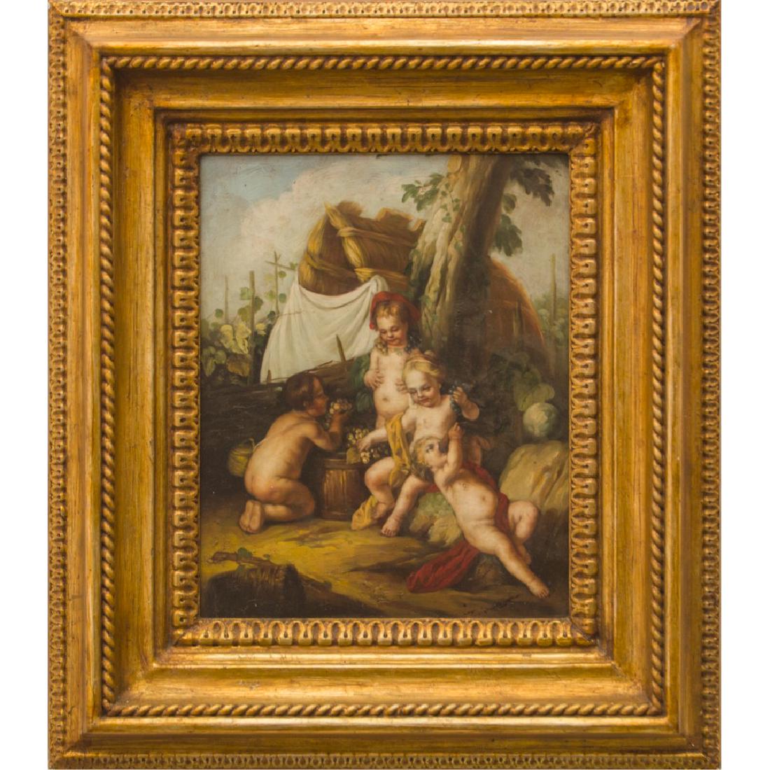 SCUOLA DEL FRANCESE XX SECOLO OLIO su metallo "Gioco di: SCUOLA DEL FRANCESE XX SECOLO OLIO su metallo "Gioco di bambini". Misure: cm 32 x 25,5