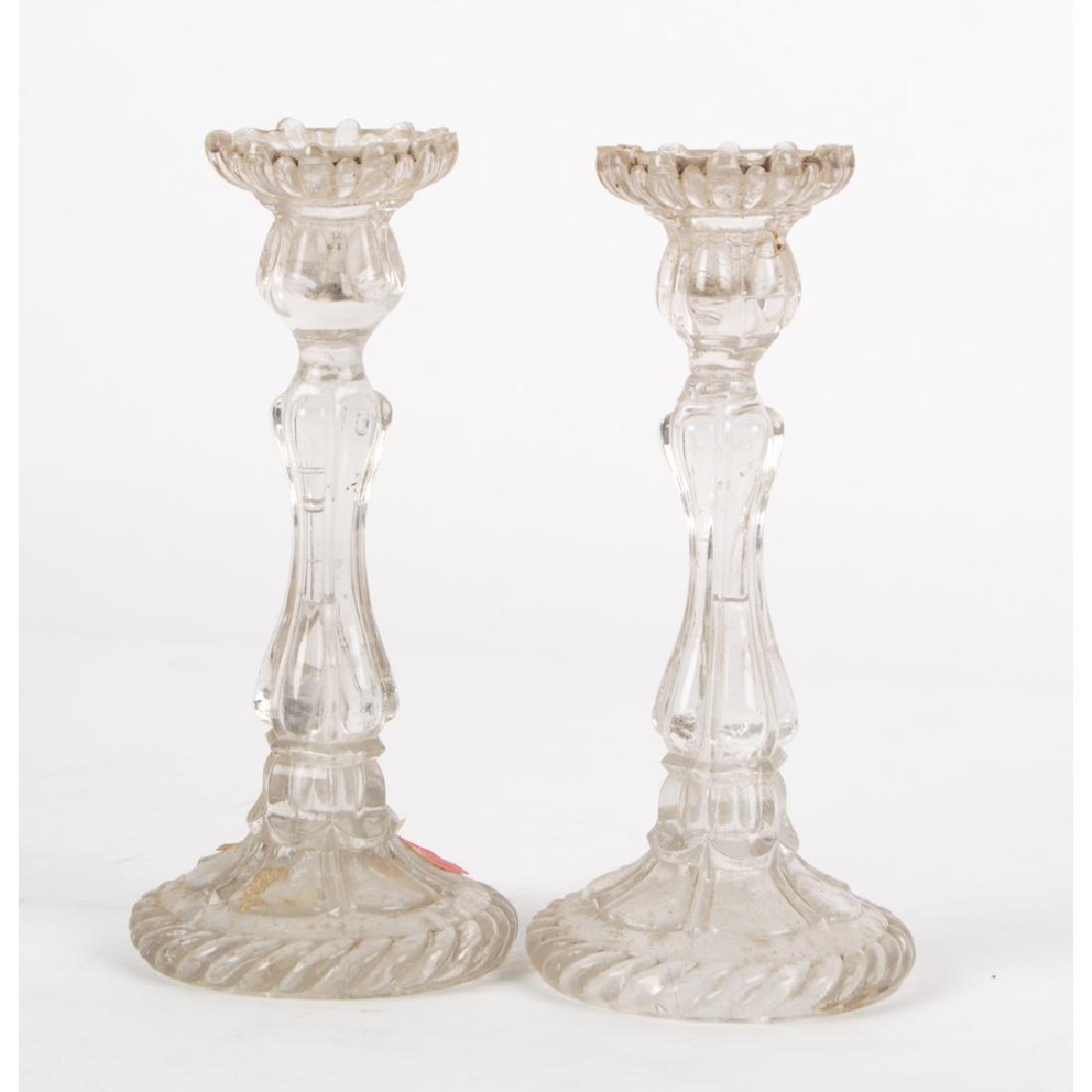 COPPIA MONOCERA in cristallo. Sicilia XIX secolo: COPPIA MONOCERA in cristallo. Sicilia XIX secolo Misure: h cm 22