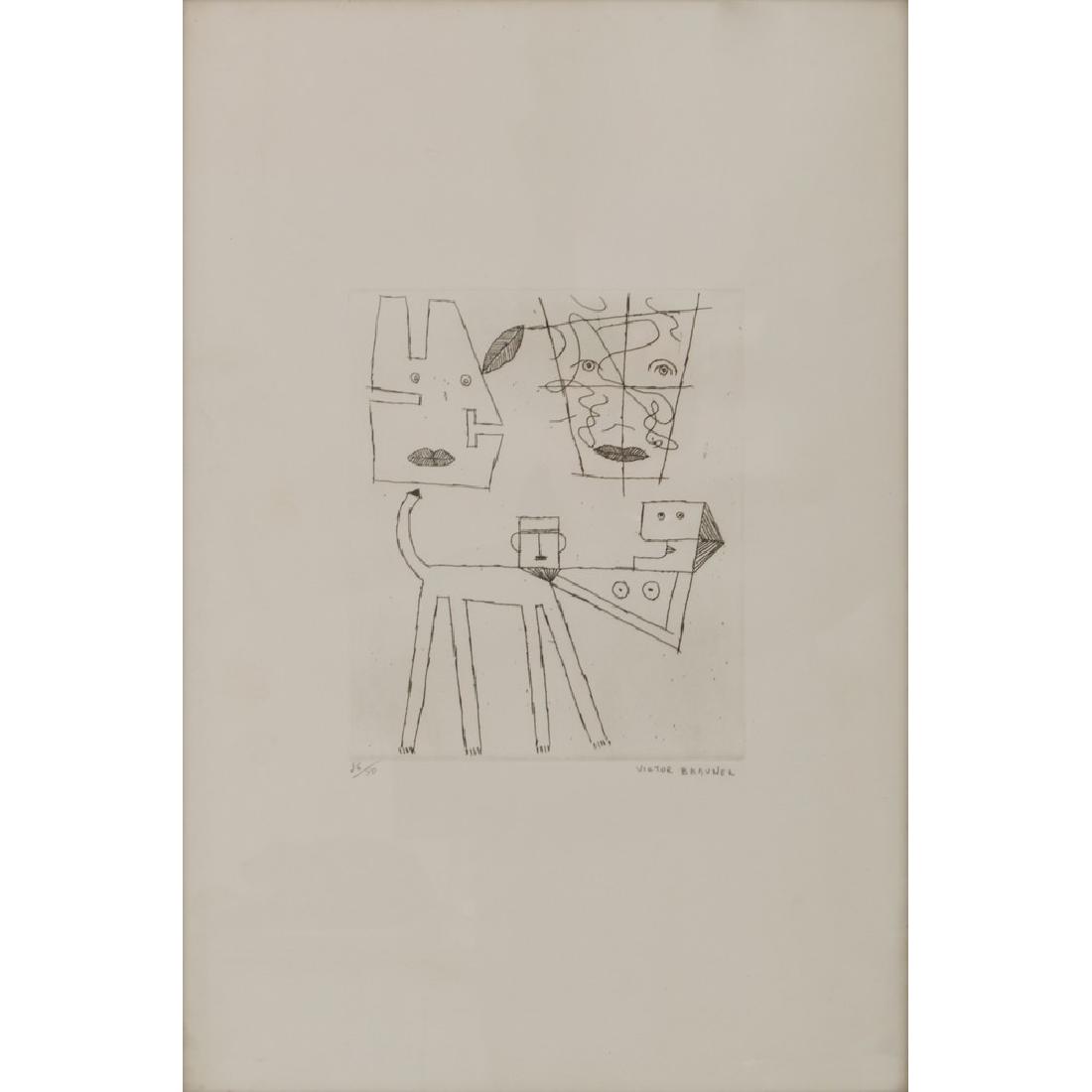 VICTOR BRAUNER (Piatra NeamÈ› 1903 - Parigi 1966): VICTOR BRAUNER (Piatra NeamÈ› 1903 - Parigi 1966) INCISIONE "Trasfigurazione", esemplare 26/80. Misure: cm 56 x 37