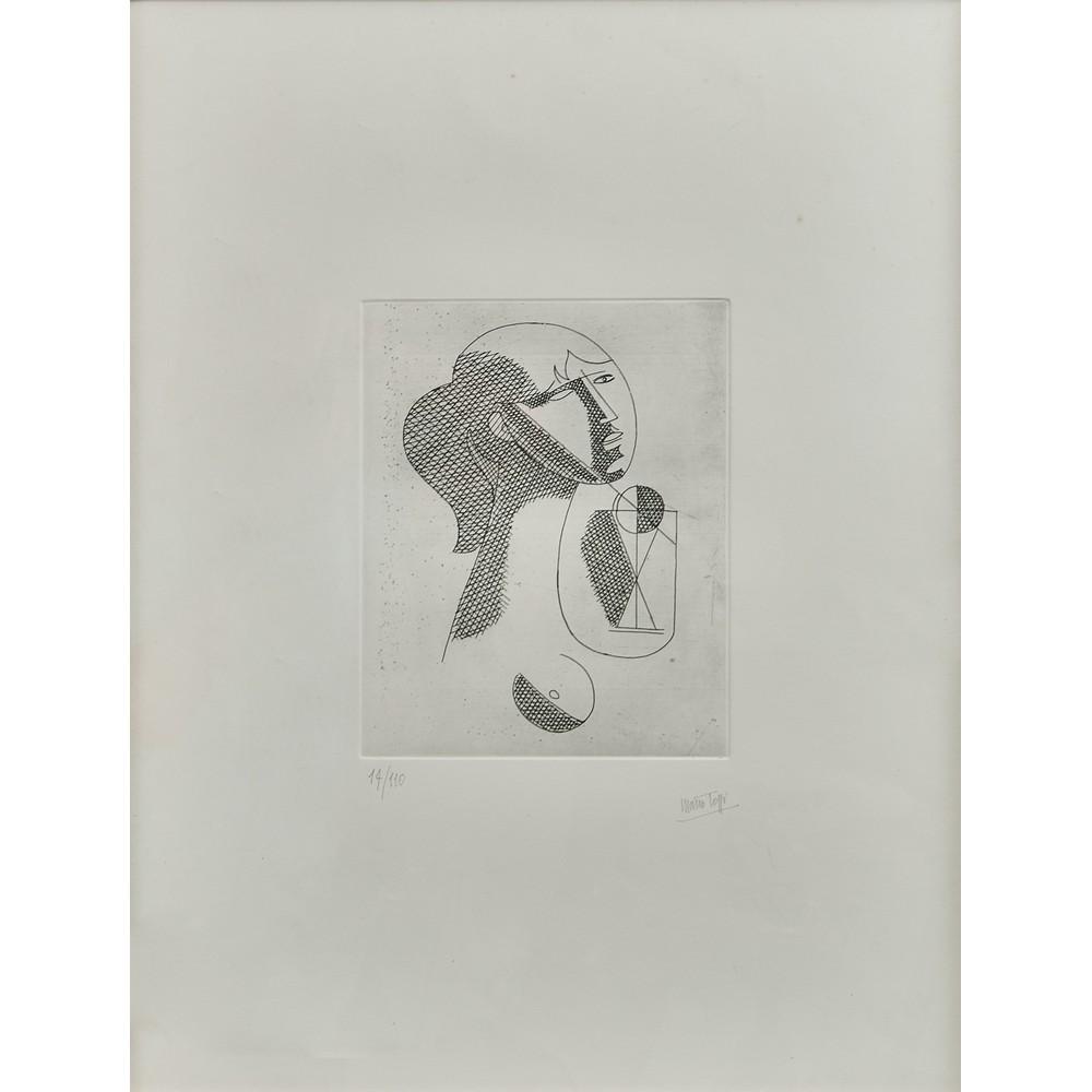 MARIO TOZZI (Fossombrone 1895 - Saint-Jean-du-Gard: MARIO TOZZI (Fossombrone 1895 - Saint-Jean-du-Gard 1979) ACQUAFORTE "Figure", esemplare 14/110. Misure: cm 60 x 46