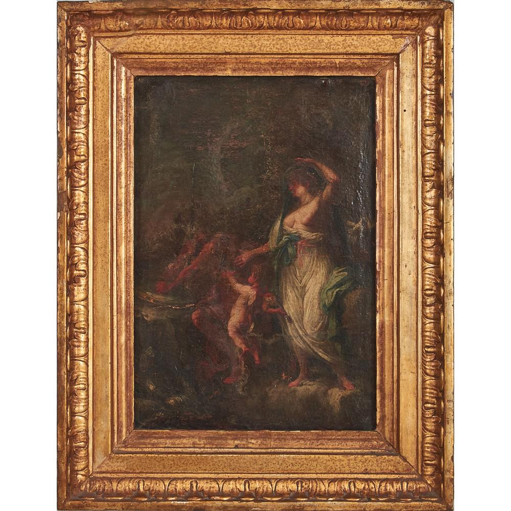PLACIDO COSTANZI (Roma 1702 - 1759) (bottega di) OLIO: PLACIDO COSTANZI (Roma 1702 - 1759) (bottega di) OLIO su tela "Allegoria". Misure: cm 44,5 x 31