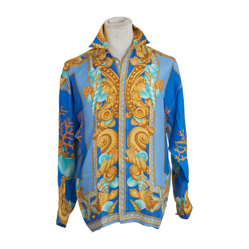 VERSACE CAMICIA da donna, fantasia nei toni del giallo: VERSACE CAMICIA da donna, fantasia nei toni del giallo e del celeste, taglia M.